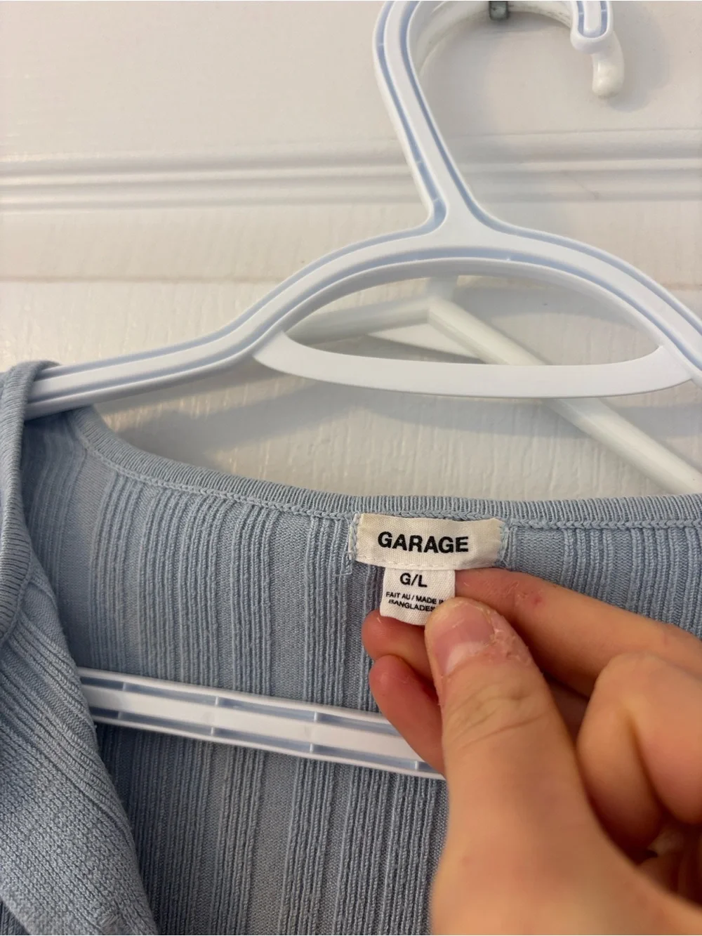 Garage Light Blue Ribbed Cropped Cardigan - Picture 3 of 3